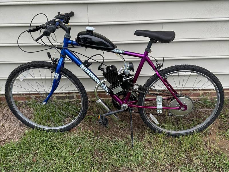 Purple Fade, a custom gas motorized bike built by Martin Mkary
