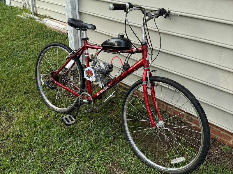 Red Commuter, a custom gas motorized bike built by Martin Mkary
